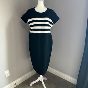NWT!  Michael Kors black and white stripe midi dress